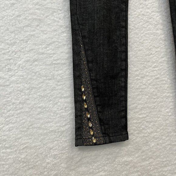 Grace in LA Women's Y2K Stunned Rhinestone Skinny Jeans Size 0/23 Black NWT - Picture 5 of 12